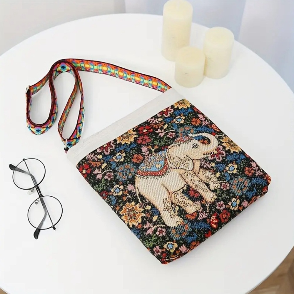 B03 ❤️ Elephant Ethnic Vintage Style Boho Crossbody Purse Bohemian Shoulder Bag - Picture 4 of 6